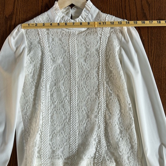 Women’s White Top Cottagecore Prairie Romantic Lacy Grandmacore Western Sz Small - Picture 10 of 12